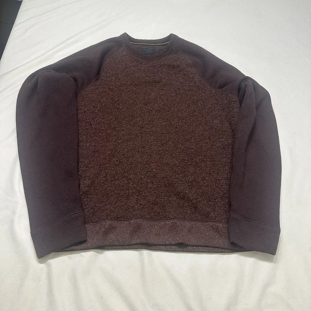 Abercrombie & Fitch Mens L Sherpa‎ Fleece Crewneck Sweatshirt Brown Pullover
